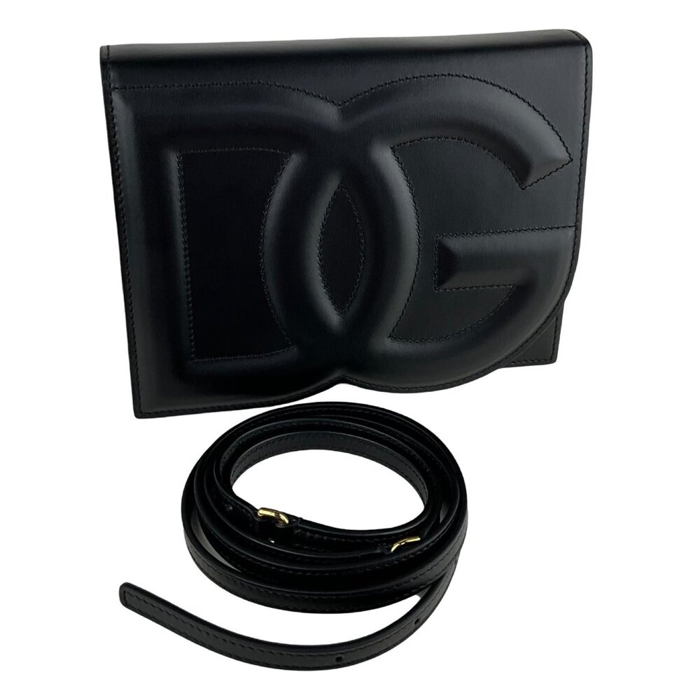 Dolce&Gabana Women's Calfskin DG Logo Bag Crossbody Bag Black Sz Medium